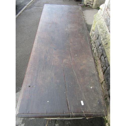 2661 - An unusual 18th century oak six plank coffer with high sides, 145cm long x 91cm high