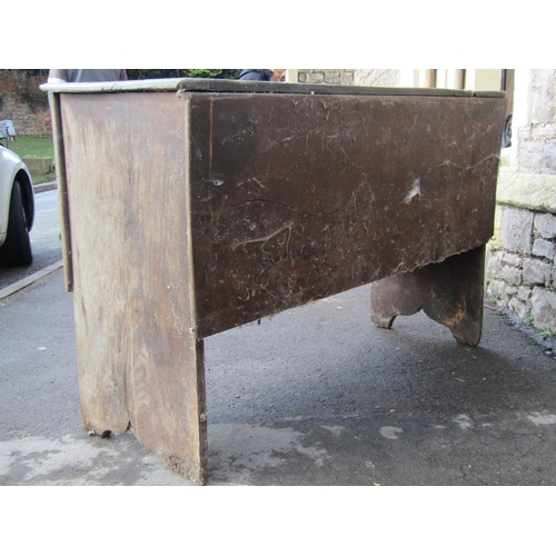 2661 - An unusual 18th century oak six plank coffer with high sides, 145cm long x 91cm high