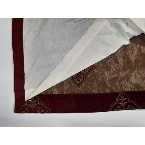 1505 - 2 pairs full length curtains by Montgomery in dark damson chenille, lined with pencil pleat heading.... 