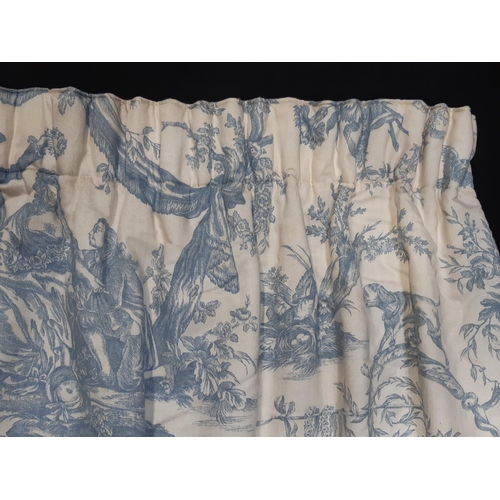 1507 - Collection of curtains in 'Toile' printed fabric by John Wilman including one pair lined and interli... 