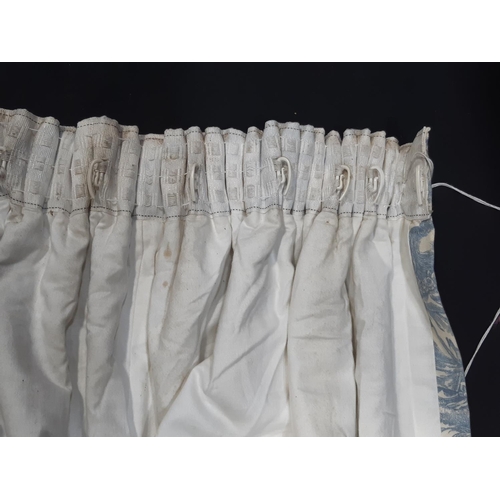1507 - Collection of curtains in 'Toile' printed fabric by John Wilman including one pair lined and interli... 