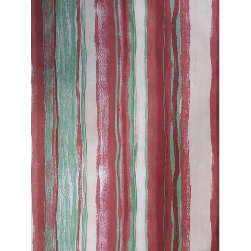 1519 - 2 pairs curtains in peppermint stripe fabric, with blackout lining and triple pleat heading. Length ... 