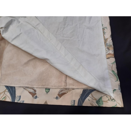 1522 - 1 pair curtains in 'Bazoches' printed fabric by Pierre Frey, with triple pleat heading, lined and th... 