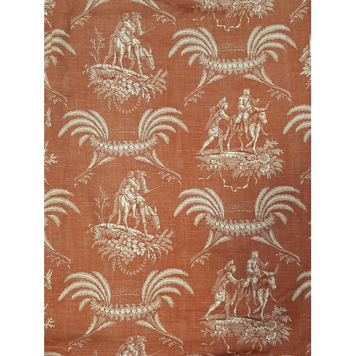 1524 - 1  pair curtains in 'Danbury' printed fabric by Titley & Marr, lined and thermal lined with pencil p... 