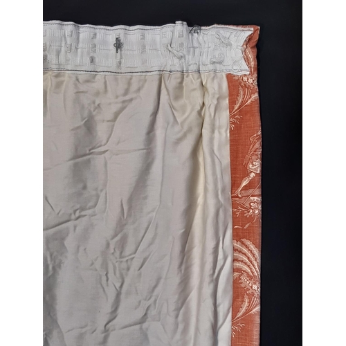 1524 - 1  pair curtains in 'Danbury' printed fabric by Titley & Marr, lined and thermal lined with pencil p... 