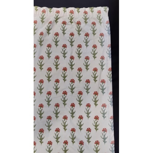 1526 - 2 pairs lightweight cotton curtains in Laura Ashley 'Dandelion'- terracotta colour, lined with narro... 