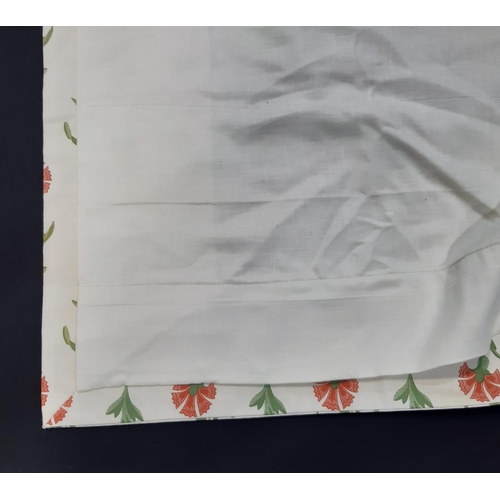 1526 - 2 pairs lightweight cotton curtains in Laura Ashley 'Dandelion'- terracotta colour, lined with narro... 