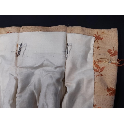 1528 - 1 pair heavyweight curtains in woven patterned fabric, lined and thermal lined with triple pleat hea... 