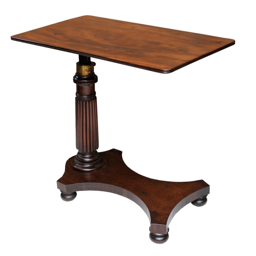 2616 - A Regency mahogany cantilever writing table with adjustable rising action, raised on a fluted column... 