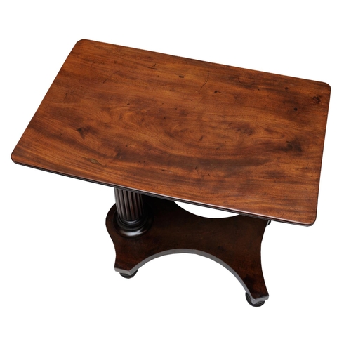 2616 - A Regency mahogany cantilever writing table with adjustable rising action, raised on a fluted column... 