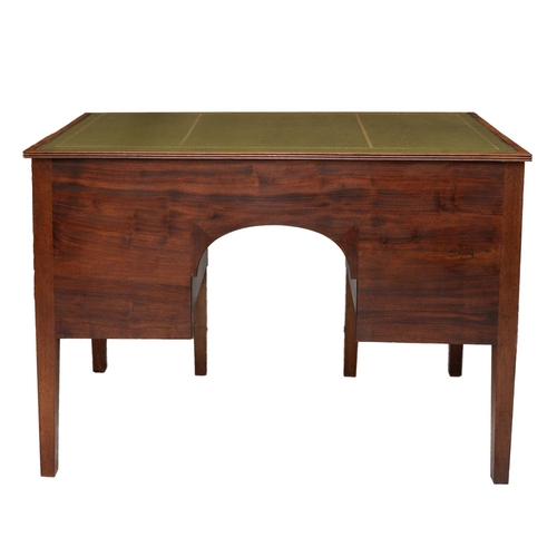 2617 - A small Edwardian mahogany ladies writing desk with central kneehole flanked by seven drawers on squ... 