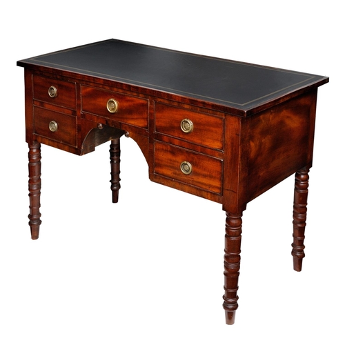 2634 - 19th century mahogany ladies writing desk fitted with five frieze drawers over turned supports with ... 