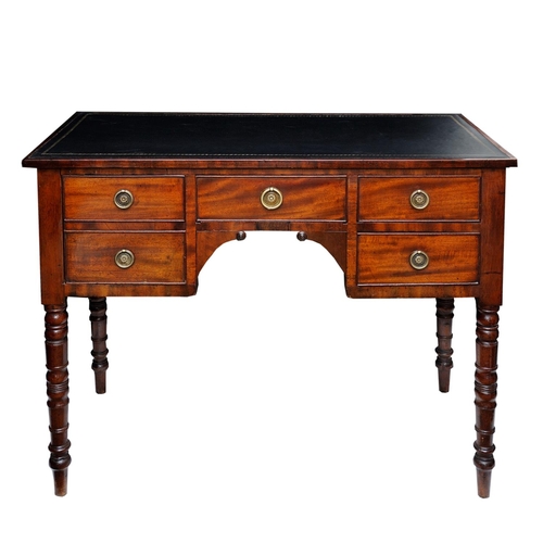 2634 - 19th century mahogany ladies writing desk fitted with five frieze drawers over turned supports with ... 