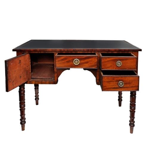 2634 - 19th century mahogany ladies writing desk fitted with five frieze drawers over turned supports with ... 