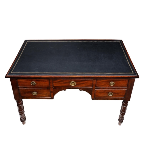 2634 - 19th century mahogany ladies writing desk fitted with five frieze drawers over turned supports with ... 