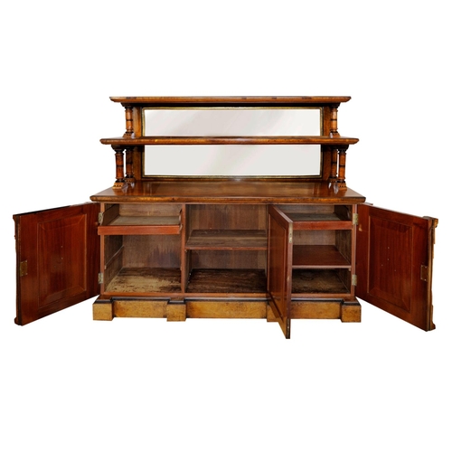 2640 - A high quality Victorian oak and pollard oak buffet, the lower section enclosed by three panelled do... 