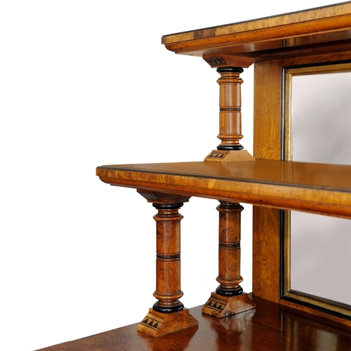 2640 - A high quality Victorian oak and pollard oak buffet, the lower section enclosed by three panelled do... 