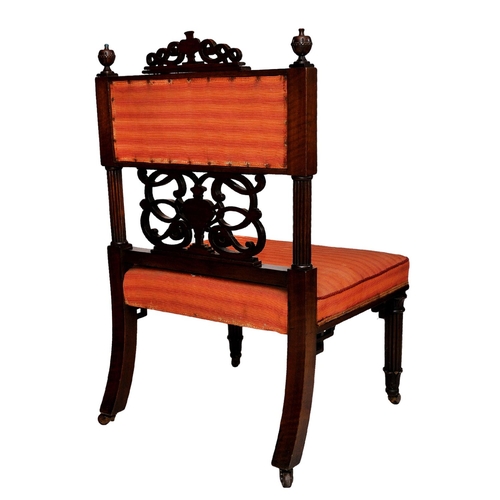 2670 - 19th century mahogany gallery or side chair raised on fluted forelegs, the back with carved and inte... 