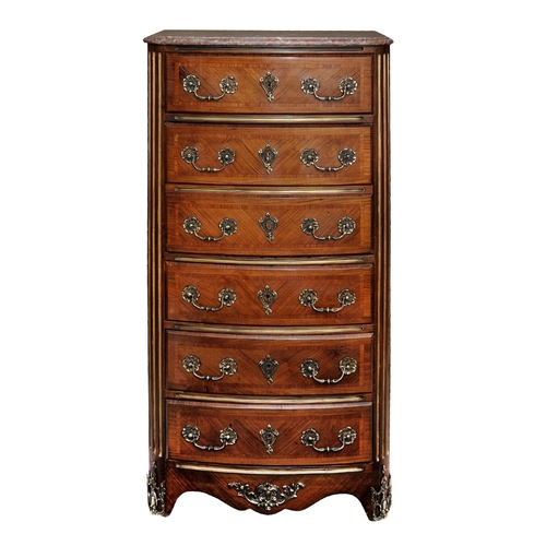 2681 - 19th century French king wood secretaire chest the front elevation with six drawers the secretaire d... 