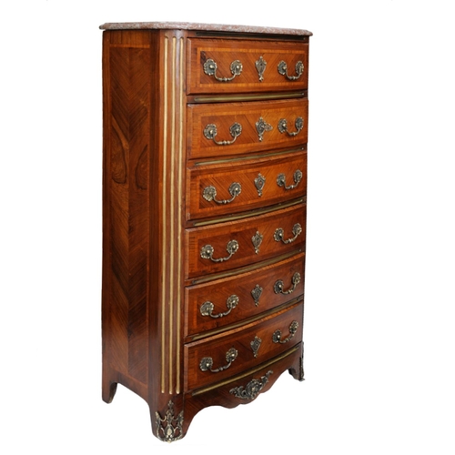 2681 - 19th century French king wood secretaire chest the front elevation with six drawers the secretaire d... 