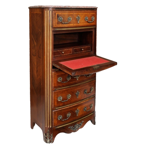 2681 - 19th century French king wood secretaire chest the front elevation with six drawers the secretaire d... 