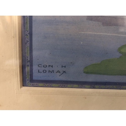 50 - Con H. Lomax (Conrad Hope Lomax?) - Bridge Over Waterlilies (early 20th century), gouache, 40.5 x 42... 
