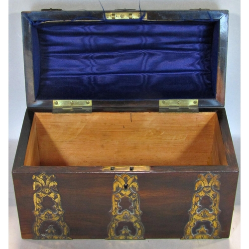 1681 - A Victorian walnut and brass overlaid domed casket