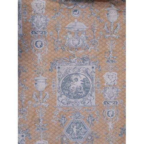 1504 - 1 pair curtains in 'Le Loup Toile' fabric by Zoffany,  lined and thermal lined with triple pleat hea... 