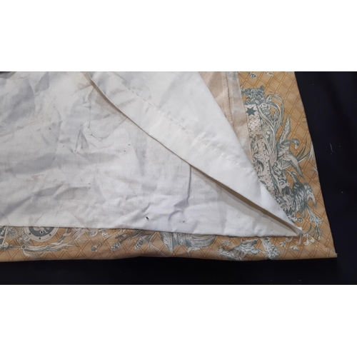 1504 - 1 pair curtains in 'Le Loup Toile' fabric by Zoffany,  lined and thermal lined with triple pleat hea... 