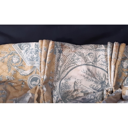 1504 - 1 pair curtains in 'Le Loup Toile' fabric by Zoffany,  lined and thermal lined with triple pleat hea... 