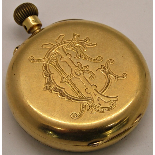 1438 - 18ct gold pocket watch (including dust plate) by Joseph White & Son Maker to the Admiralty, running,... 