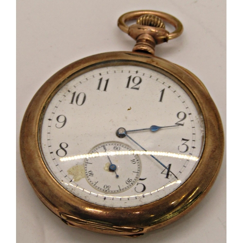 1439 - Vintage wristwatch with 9ct gold casework, together with a gold plated pocket watch