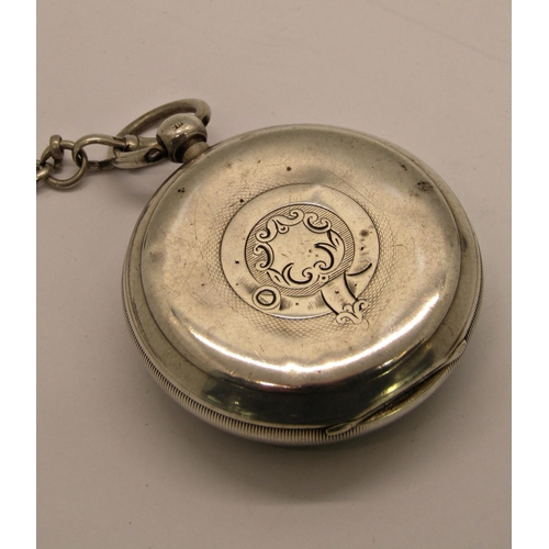 1441 - A heavy silver pocket watch and silver watch chain