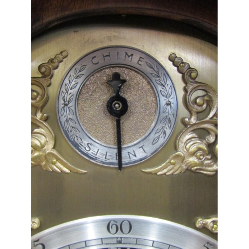 2594 - Small Georgian style grand mother clock with broken arch dial and swan neck pediment with eight day,... 