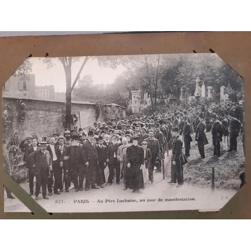 300 - Four post card albums containing black and white postcards in the main French/Belgian, together with... 