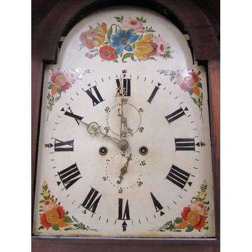 2562 - A substantial Regency longcase clock, the mahogany case with inlaid detail, the hood with swan neck ... 