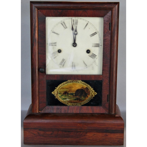 1450 - A Seth Thomas mantle clock in rosewood case, with 30 hour striking movement