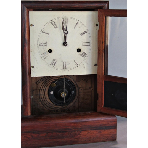 1450 - A Seth Thomas mantle clock in rosewood case, with 30 hour striking movement