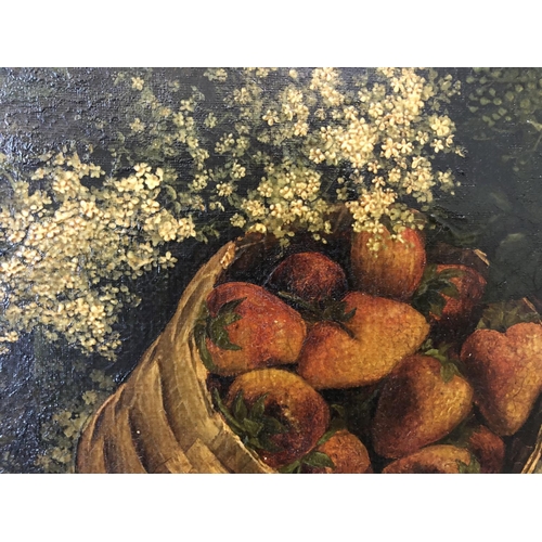 1 - M. Wilson (19th-20th century) - Still Life with Strawberries and Elderflowers, 1890, oil on canvas, ... 
