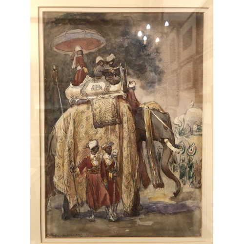37 - Inglis Sheldon-Williams (1870-1940) - Elephant and Guards, 1905, watercolour on paper, signed and da... 