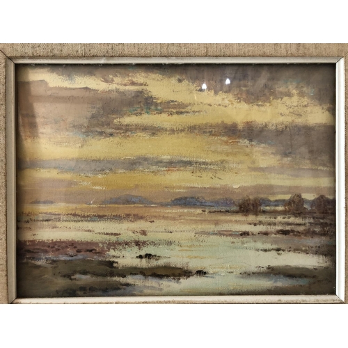 43 - A.J. Hastings (908-1980) - 'Evening on the Dee Estuary', oil on board, title and artist's name inscr... 