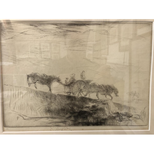 54 - Edmund Blampied (1886-1966) - 'Vraicing - Early Morning', 1936, drypoint etching, signed below, 21 x... 