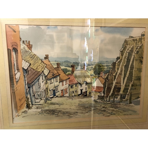 65 - Two 20th Century Watercolours: Bill Toop (b.1942) - Gold Hill, Shaftesbury, 1974, watercolour and in... 