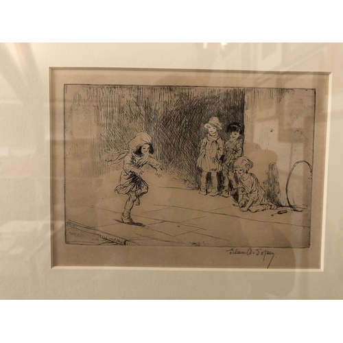 68 - Eileen Alice Soper (1905-1990) - 'Hopscotch', etching on paper, signed lower right, 10 x 17 cm, moun... 