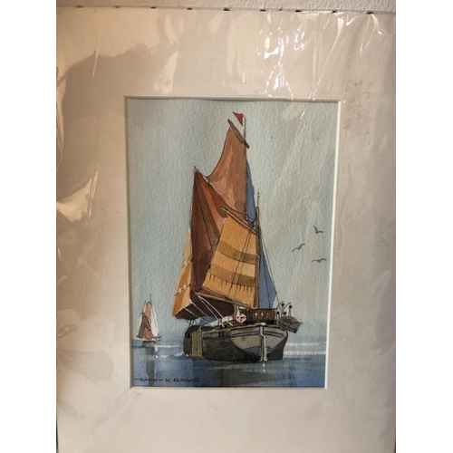 81 - Barry K. Barnes - Six maritime themed watercolours (five framed, one unframed): 'Spritsail Sailing B... 