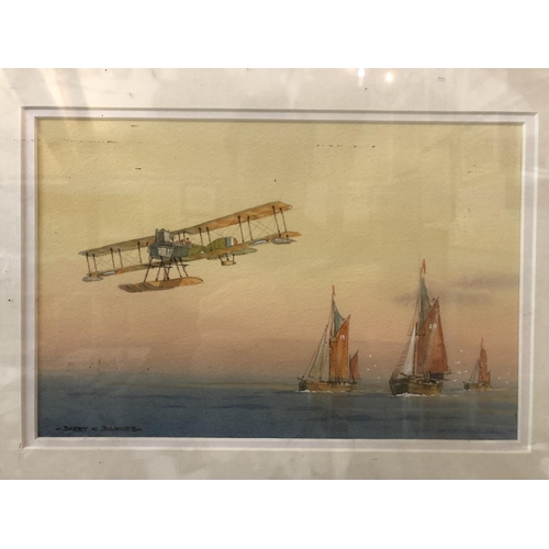 83 - Barry K. Barnes - Five aviation and maritime themed watercolours: 'Mighty Sunderland'; 'Evening Flig... 