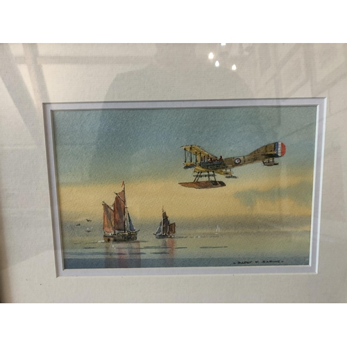 83 - Barry K. Barnes - Five aviation and maritime themed watercolours: 'Mighty Sunderland'; 'Evening Flig... 