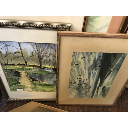 86 - Thirteen items to include - Three watercolours: Robert Lawrence - Coastal Scene; Bryn Miles - Countr... 