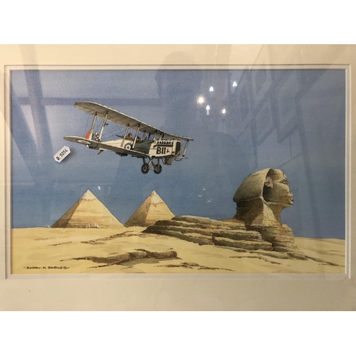 89 - Barry K. Barnes - 'Over the Land of the Pharaohs', watercolour on paper, signed lower left, labelled... 