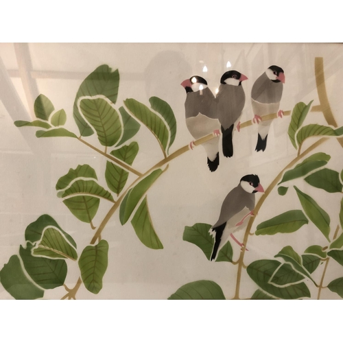 124 - Danka Napiorkowska (b.1946) - 'Jara Sparrows in a Jambu Tree', 1985, screenprint signed, titled, dat... 